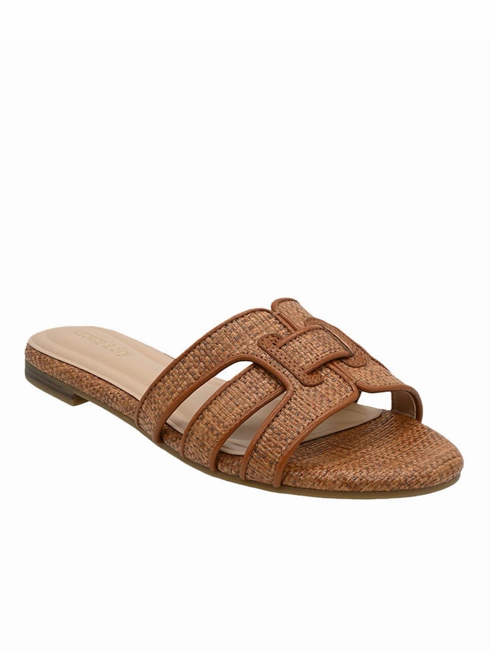 Crown & Ivy Woven Cognac Slide Sandal Size 7
